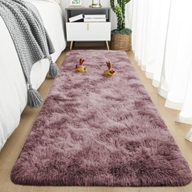 Aspire Homeware Rugs Living Room - Tie-Dye Pink Lilac Area Rugs for Bedroom, Hallway Runner Rug Anti Slip 60 x 220 cm - Modern Super Soft Plush Floor Carpets – Fluffy Shaggy Bedside Rug for Kids Room