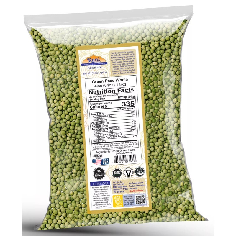 Rani Green Peas Whole, Dried (Marrowfat Peas, Vatana, Matar) 4lbs