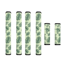 Garucesta Refrigerator Door Handle Covers Set of 6 Washable Kitchen Appliances Decor Handles Anti-Skid Fridge Oven Microwave Dishwasher Handles Cover Protector, Tropical Monstera Leaf Green