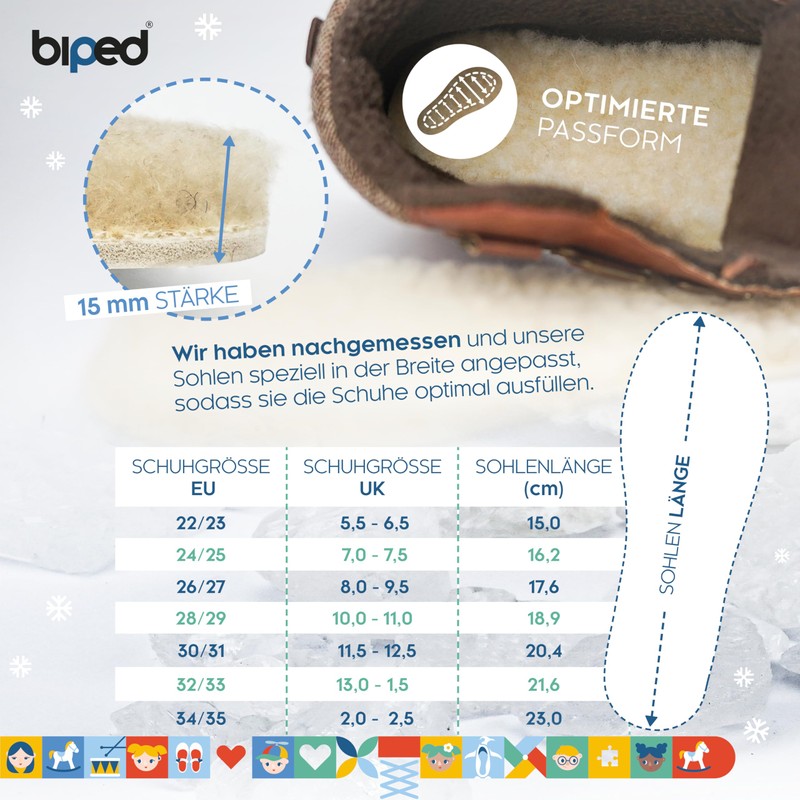 Biped 2 Pairs Set Children's Lambswool Soles Extra Thick Z1021