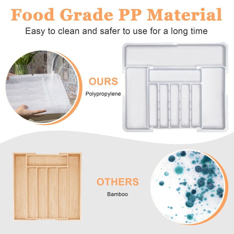 Spaclear Large Silverware Drawer Organizer Expandable Kitchen Utensil Organizer BPA