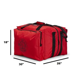 LINE2design Heavy Duty Deluxe Step-In Firefighter Gear Bag with Maltese Cross Logo with Removable Shoulder Straps & Triple-Reinforced Stitching Equipment Bag - Red