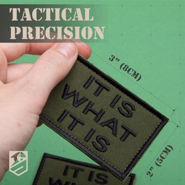 Bluyellow 2Pcs It is What It is Patch Set, Embroidered Tactical Patches for Tactical Backpack, Military Helmet, Bulletproof Vest, Dog Vest, Tactical Gear, Hook and Loop Backing, Olive, 2x3 Inches