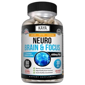 Kaya Naturals - Neuro Cerebro para memoria y enfoque - Cpsula de energa nootrpica - Suplemento de apoyo cerebral nootrpico - Enfoque y concentracin y 