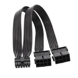 ELFJMZP 2X 8 Pin to 12 Pin Power Cable Compatible with RTX 30 Series (3090/3080) Founders Edition, AWM 2468 18AWG Flat Ribbon Cable, PCIE ATX Adapter, 30cm Black