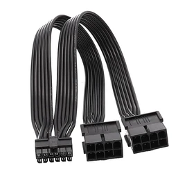 ELFJMZP 2X 8 Pin to 12 Pin Power Cable Compatible with RTX 30 Series (3090/3080) Founders Edition, AWM 2468 18AWG Flat Ribbon Cable, PCIE ATX Adapter, 30cm Black
