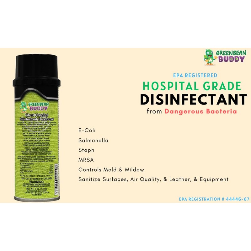 Green Bean Buddy Hospital Grade Disinfectant Flu Spray, Tubercilocidal, Herpes