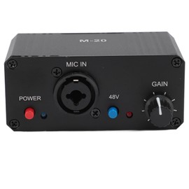 Mic Preamp with High Gain, 48V Phantom Power, Low Noise for Dynamic, Condenser Microphones, Compact and Lightweight, Aluminum Alloy Studio Recording, Podcasting, Live Streaming