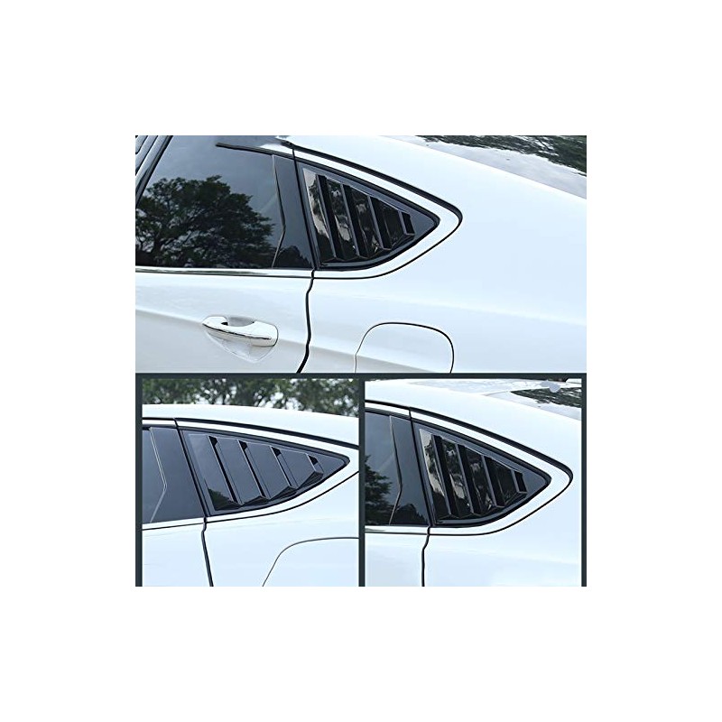 ruihe 2pc Shiny Black Rear Quarter Panel Window Side Louvers