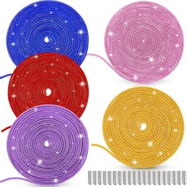 MTLEE Rhinestone Shoe Laces Bling Shoe Laces Rhinestone Diamond Hoodie String Glitter Cords for Sneakers with Aglets (Cute Color,10.94 Yards)