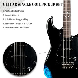 Staggered Top Single Coil Guitar Pickup Alnico 5 for ST Style,Bridge,Black