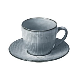 Broste Copenhagen 14533134 Nordic Sea Cup and Saucer, Stoneware, Blue