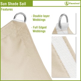 FLORALEAF Sun Shade Sail 12' X 12' Rectangular Waterproof Sun Sail UV Block Canopy for Outdoor Patio Lawn Garden Backyard, Beige