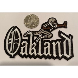 Unbranded OAKLAND RAIDERS VINTAGE STYLE EMBROIDERED IRON ON PATCH 4"x 2.5" BEAUTIFUL!