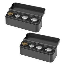 Mandark Car Coin Holder, 2PCS Automotive Coin Change Storage Organizer, Large Capacity Vehicle Interior Money Dispenser Accessories for Cars Homes Offices, Universal for RV, SUV, Truck (Black)