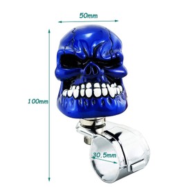 Lunsom Skull Steering Wheel Spinner, Resin Power Handle Knob Suicide Wheel Spinner Knobs for Most Manual Automotive Transmission Vehicles(Blue)