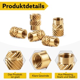 Pack of 60 Threaded Inserts, M5 x 7.1 x 9.5 cm Melting Thread Insert Nuts Brass Embedding with Tweezers for 3D Printing Parts Laptop Plastic Parts
