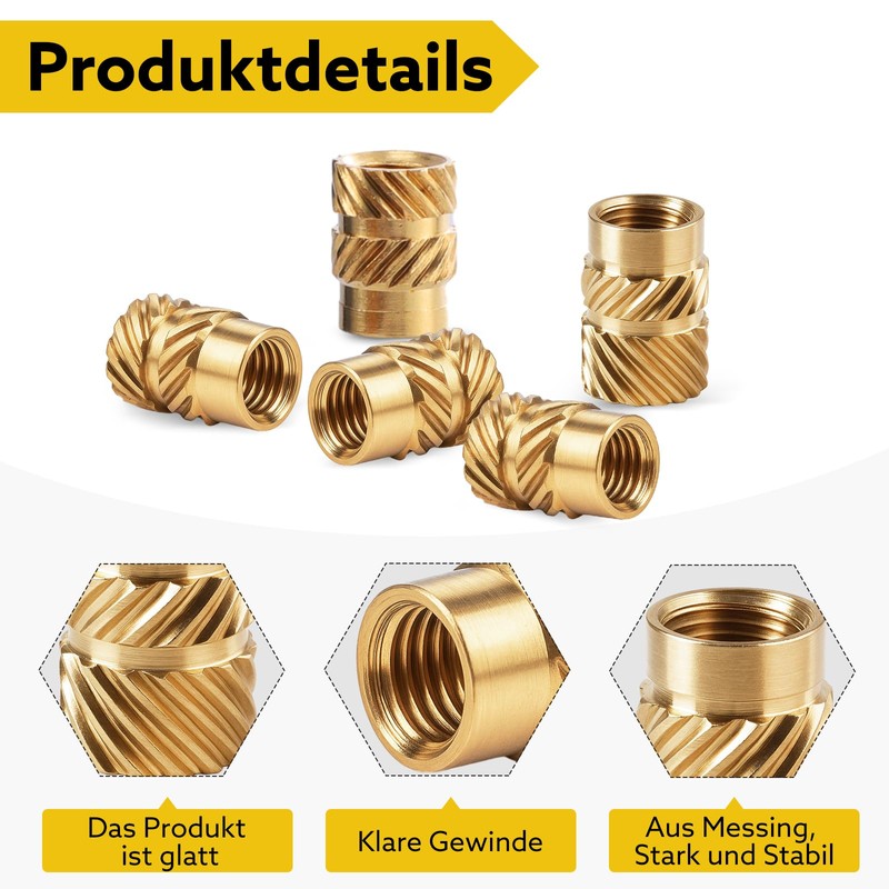 Pack of 60 Threaded Inserts, M5 x 7.1 x 9.5