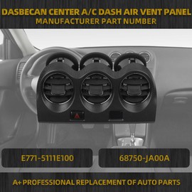 Dasbecan Center Dash A/C Air Vent AC Panel Trim Compatible with Nissan Altima 2007-2012 Console Dashboard Outlet Kit Replaces# E771-5111E100 68750-JA00A with Emergency Switch