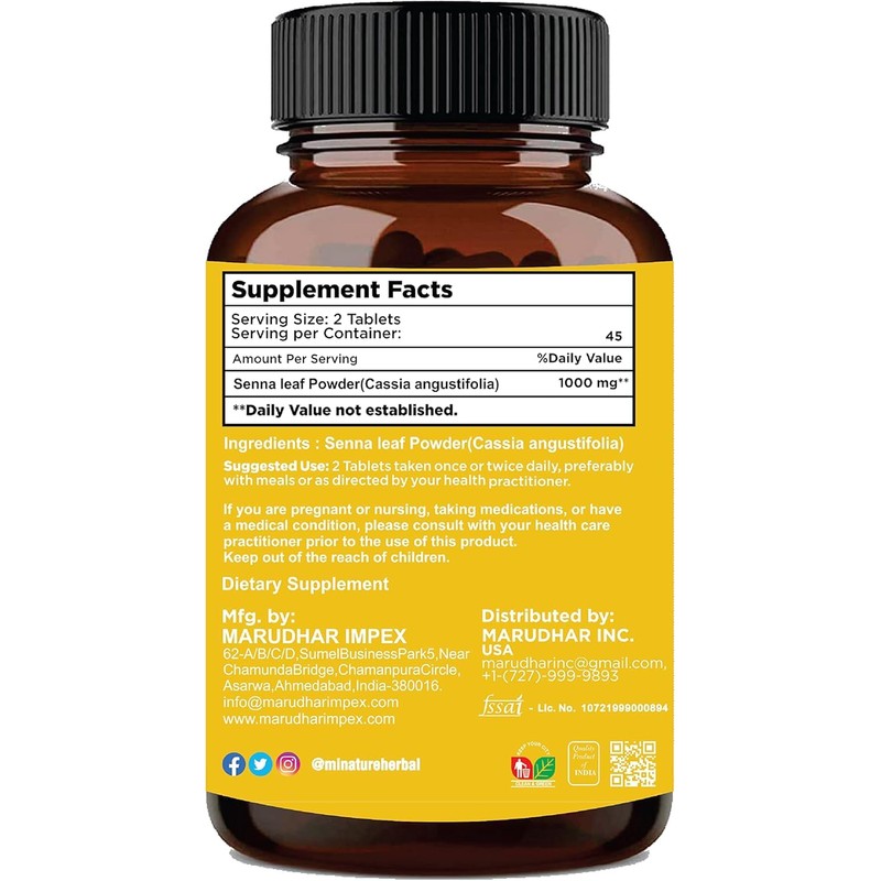minature Senna Leaf Tablets by mi Nature | 90 Tablets,