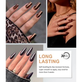 BISHENGYF 3d Gel Nail Art Multifunzionale: No Wipe 15g 3d Gel Per Unghie E 2pcs Glassy Black Polvere Unghie,Metallic Brown Polvere Cromata Per Unghie, 5d Molding Gel Per La Decorazione (Viola)