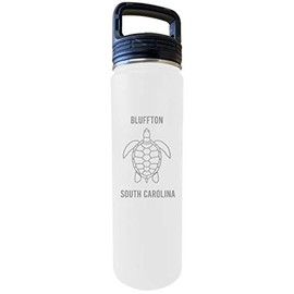 R and R Imports Bluffton South Carolina Souvenir 32 Oz Engraved White Insulated Double Wall Stainless Steel Water Bottle Tumbler