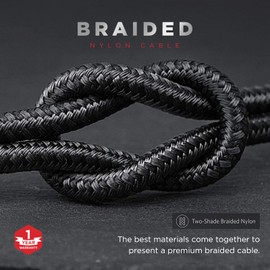 POWERPEAK USB A to USB Micro Cable 6ft. Braided Nylon Metallic Micro USB Charge & Sync Cable - Black