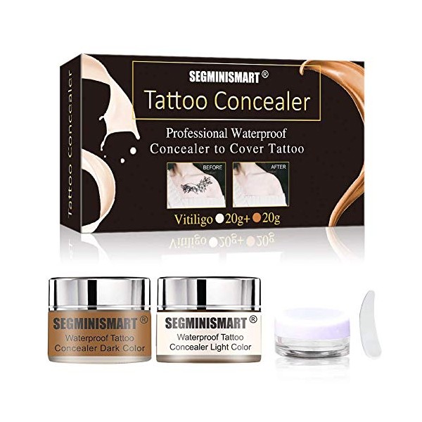 Tattoo Cover, Scar Concealer, Concealers, Tattoo Cover Up Makeup, Acne Concealer, Tattoo Concealer, Body Concealer, Professional Waterproof Concealer to Cover Tattoo,Scar,Birthmarks,Vitiligo, 20g+20g