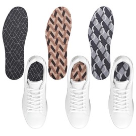 LMHCISO 3 Packs Sockless Insoles Inner Soles for Women,No Show Socks Sockless Shoe Inserts,Anti-Odor Non Slip,Washable,Geometry Print,Size 6-9