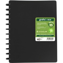 Grafoplas Folder with Removable Sleeves in ECO A4 | 40 Extra Smooth Polypropylene Linings 70% Recycled | Rigid Covers 100% Recycled | Allows Interleaving and Replacement Plastic Sleeves Easily