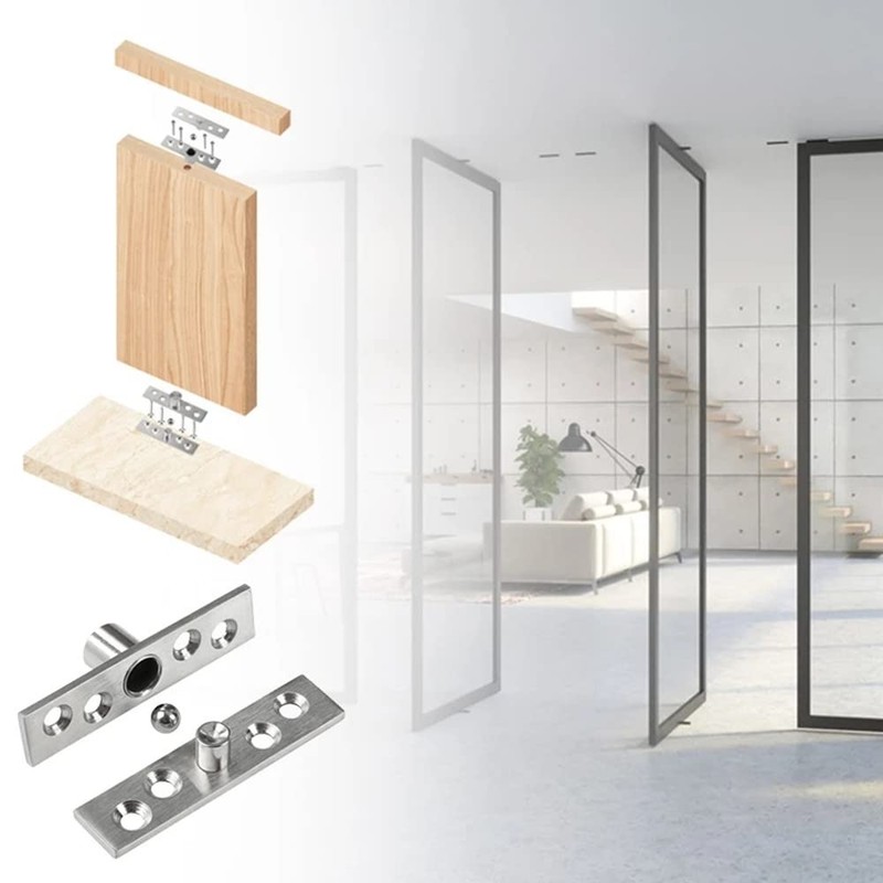 2 Pcs 360° Door Pivot Hinge,Stainless Steel Rotation Hidden Door
