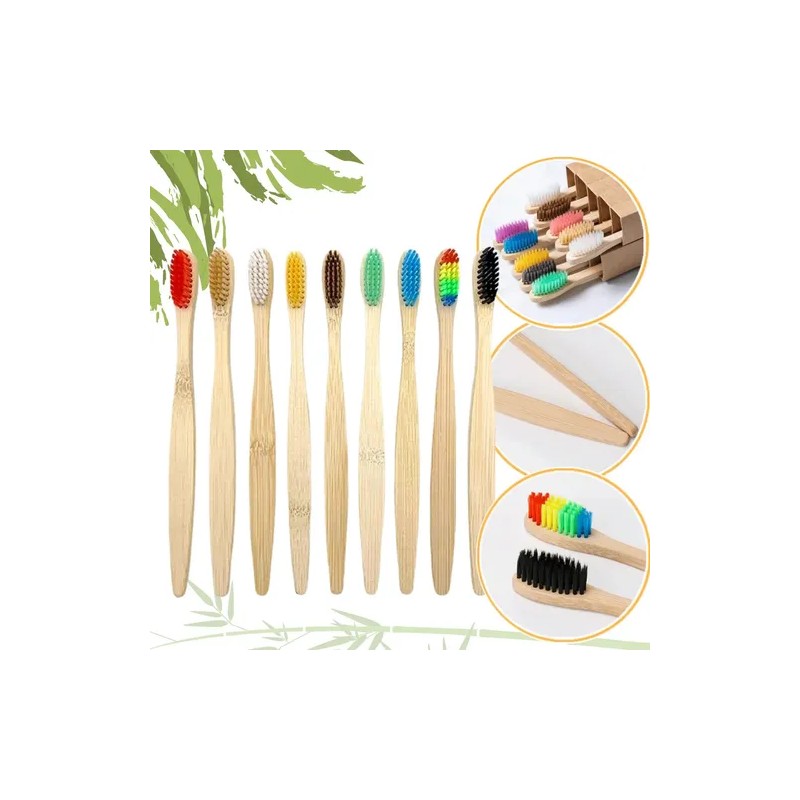 Cepillo Dental Ecologico Biodegradable Bambú Con Caja 90pzs