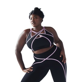 Savage X, Womens, X Mesh Medium-Impact Sports Bra, Black Caviar, XL