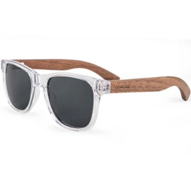 GOWOOD Sunglasses for Men & Women Wood | Premium Real Walnut Wooden Temples & Clear Acetate Frame | Polarized Cat3 CE UV400 Protective Lenses (black)
