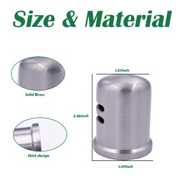 1-5/8" cap diameter 2-1/4 Dishwasher Solid Brass Air Gap Cap Only, Replacement for air gap dishwasher Air Gap Cover Fits Most Air Gap Bodies (Silver)