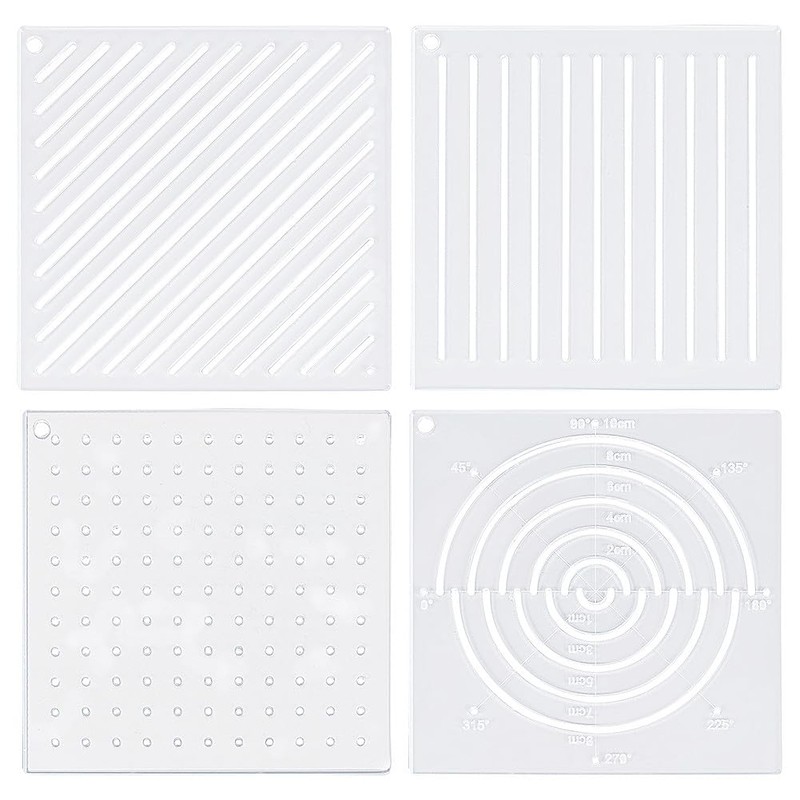 BENECREAT 4pcs Acrylic Sashiko Stencil Sashiko Template 12x12cm Point Line