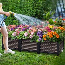 Large Planters for Outdoor Plants 14" Tall Planter Box, Raised Beds for Gardening Self Watering, Elevated Planter Box with Legs, Rectangular Garden Planters for Outdoor Plants Flowers, 47.2"L x 15.7"W