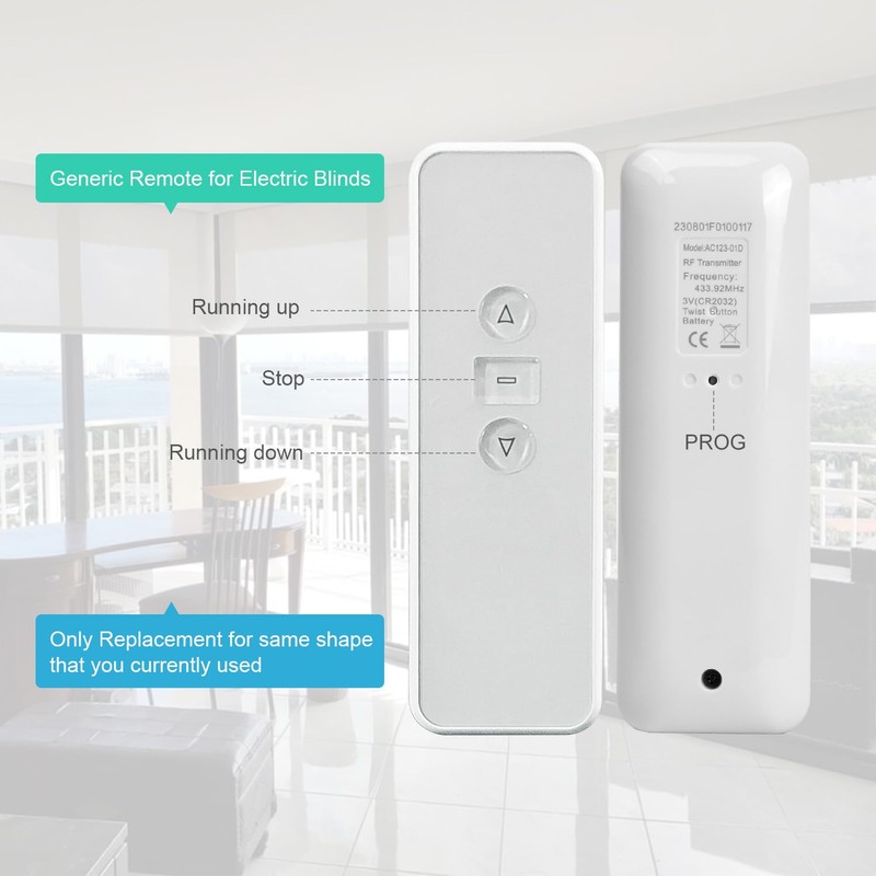 AC123-01D RF Transmitter，Blinds Remote Control，433Mhz Remote Control Work with Roller