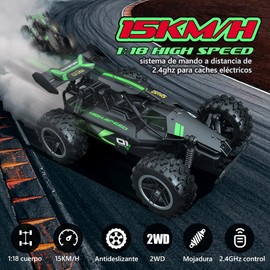 JCMO Coche Todoterreno de Control Remoto,Carros De Control Remoto Juguetes Alta Velocidad 1:18 15km/h,2.4Ghz Carro Acrobático RC Recargable con 2 Pilas Recargable Ideal Regalos para Niños