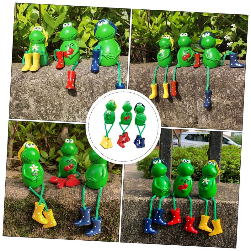 LABRIMP Resin Frog-Shaped Ornaments 3 Pack Decorative Craft Living Space