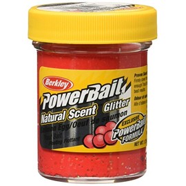 Berkley PowerBait Natural Glitter Trout Bait , Salmon Egg Red