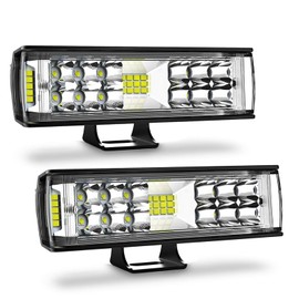 AUTOFEEL Led Light Bar, 7 inch Led Pods Light with 5500LM 6500K White Lighting, 2Pcs 60W Flood Spotlight Fog Beam Combo for Off Road Driving/Night Driving, Compatible with Truck ATV Boat SUV Motorbike