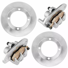 Caltric Rear Brake Caliper And Disc Rotor W/Pad For Yamaha Rhino 700 YXR700 4X4 2008-13