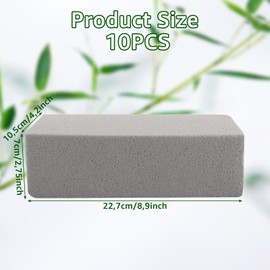 WOPPLXY Pack of 10 Grey Floral Foam for Fresh Flowers, 22.7 x 10.5 x 7 cm, Floral Foam for Garden Decorations, Weddings, Celebrations