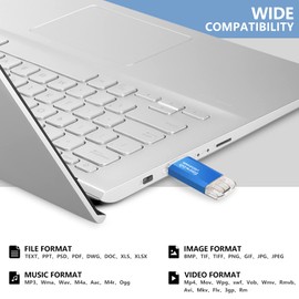 USB C Stick 64GB Memory 40MB/s Dual Drive Type C + USB 3.0 Flash Drive Memory Stick Compatible with Android Phone, MacBook/Pro/Air and More (Blue)