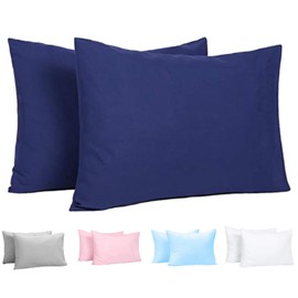 Toddler Pillowcase Kids Travel Pillowcase Pack of 2 Set, 100% Cotton Navy Blue Small Pillowcases 13x18 Inches with Envelope Closure,Soft & Breathable Baby Pillow Case Cover