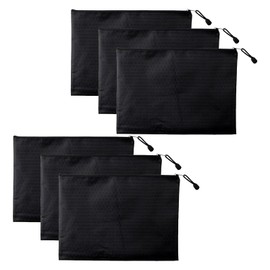 Pack of 6 Money Bags, Bank Bag, 18 x 24 cm, A5 PU Bank Bag, Money Bag with Zip, Bank Folder, Large, Cash Storage, Documents Wallet for School, Home, Business