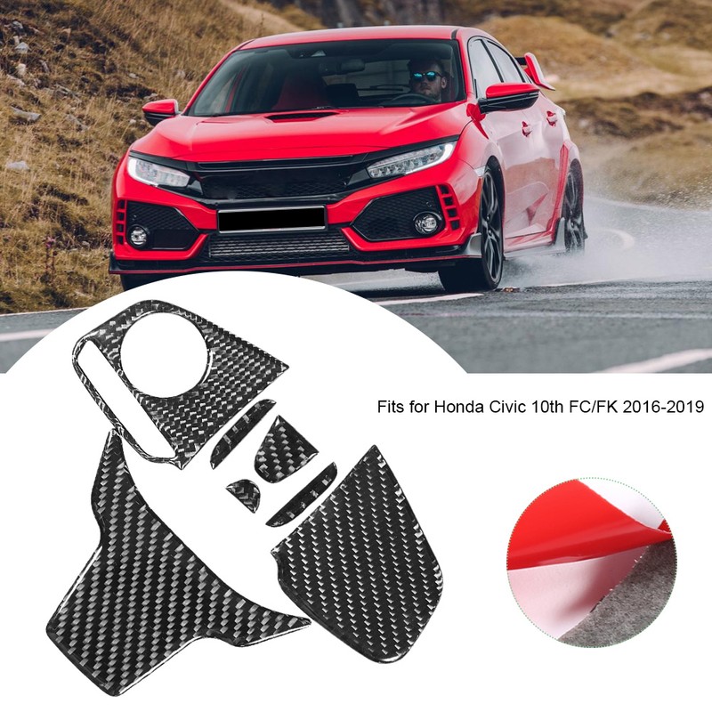Carbon Fiber Steering Wheel Button Switch Panel Trim Cover Fits