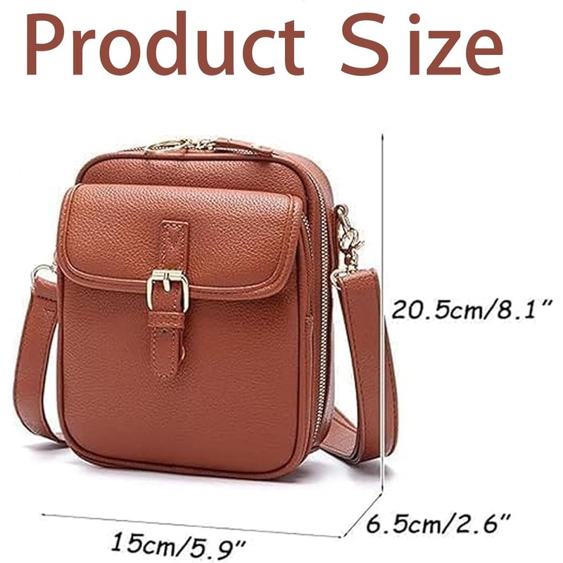 Crossbody Leather Bag, Large Capacity Anti-Theft Vintage Bag, Multi-slot Bag