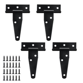 Geesatis T Strap Decorative Hinge,Black Cabinet Hinges,Bath & Kitchen Cabinet Hinges with Mounting Screws,Pack of 4,Length 3"